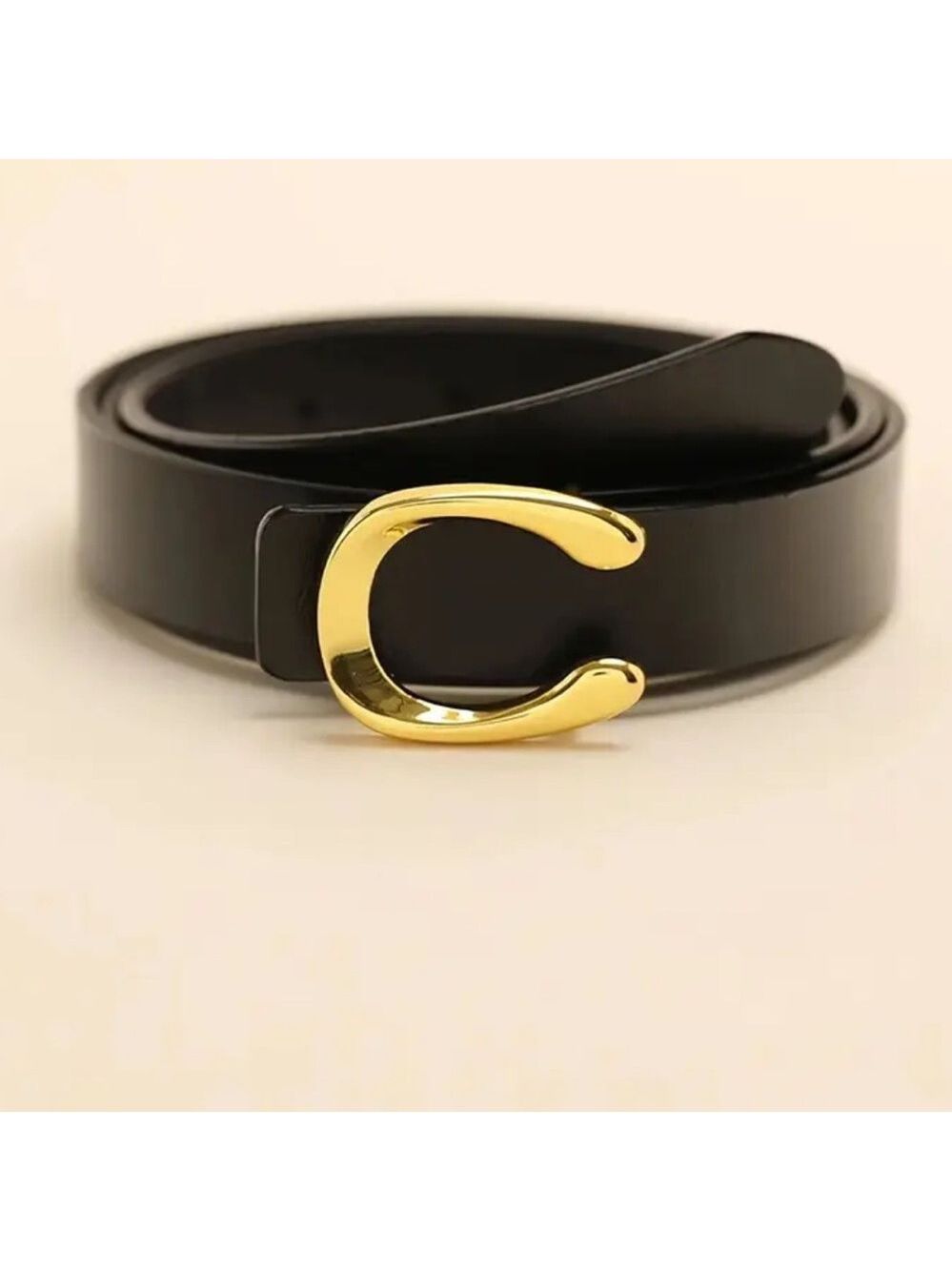 Chic Gold "C" Buckle Black Belt L/XL 41”